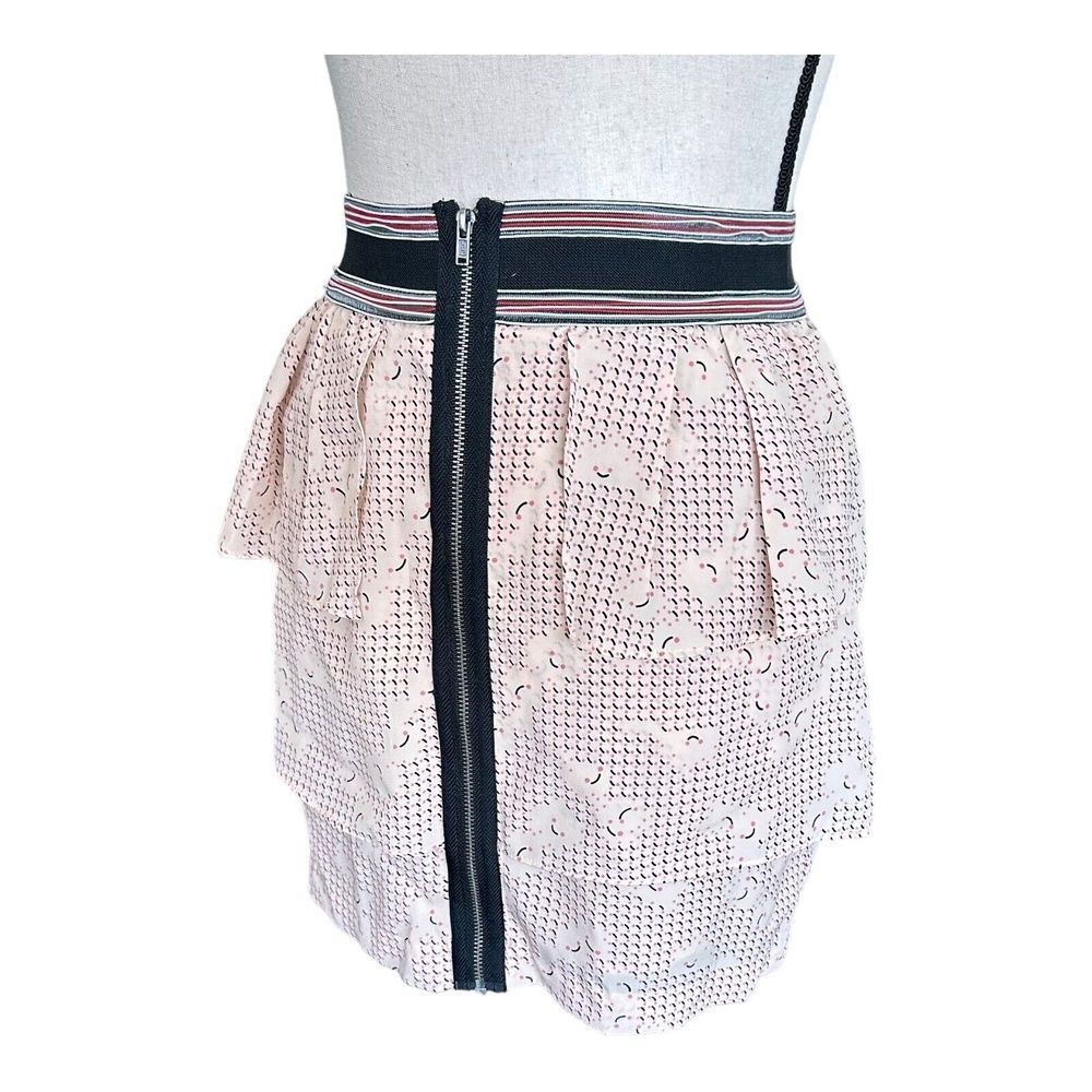 BCBGeneration Womens Buff Pink Black Layered Printed Mini Skirt Full Zip XS